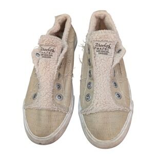 Blowfish Malibu Kids Cream Canvas Sherpa Lined Slip On Sneakers Shoes Size 3.5